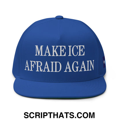 Make ICE Afraid Again Minnesota Flag Embroidered Flat Bill Brim 5 Panel Snapback Hat Royal Blue