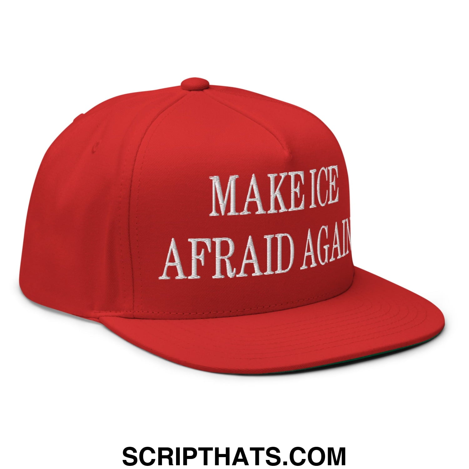 Make ICE Afraid Again Minnesota Flag Embroidered Flat Bill Brim 5 Panel Snapback Hat Red