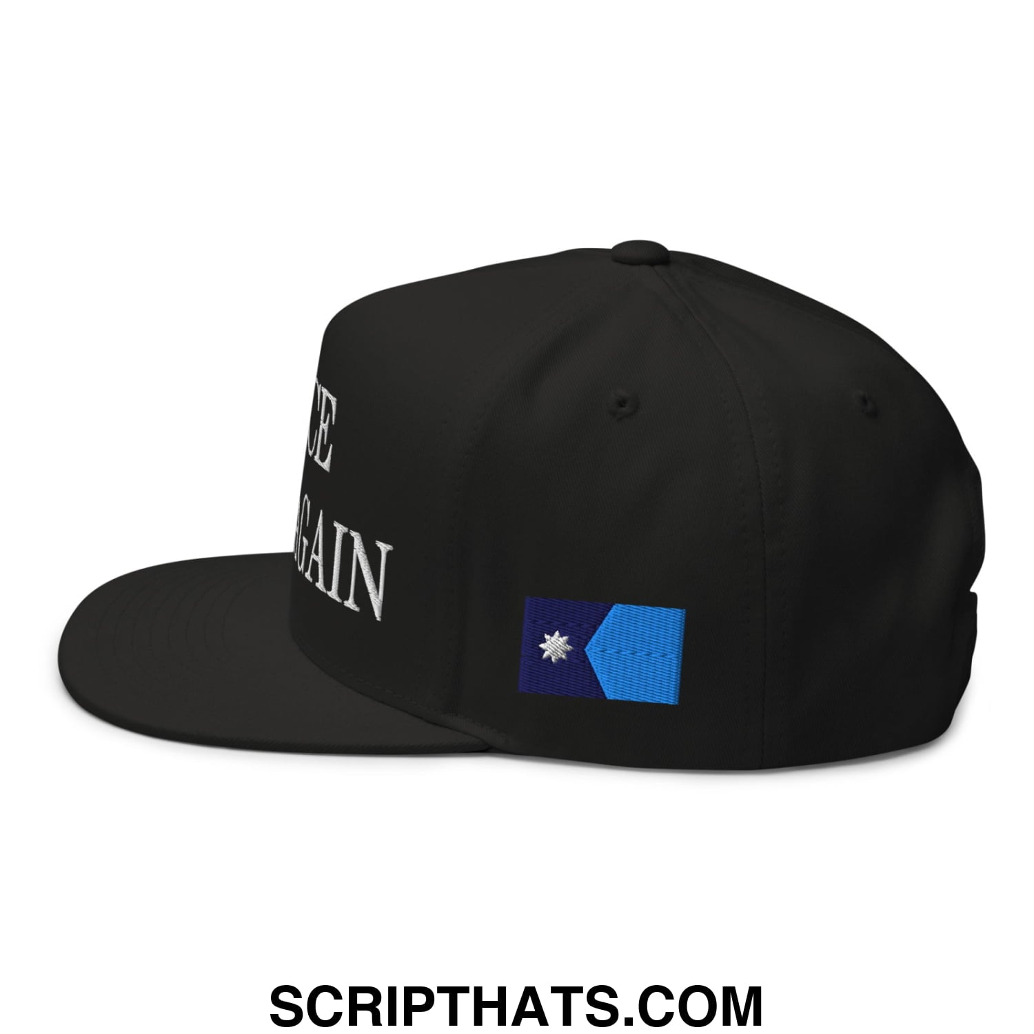 Make ICE Afraid Again Minnesota Flag Embroidered Flat Bill Brim 5 Panel Snapback Hat Black