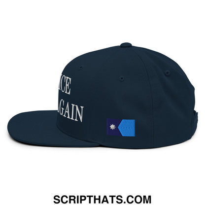 Make ICE Afraid Again Minnesota Flag Embroidered Flat Bill Brim Snapback Hat Dark Navy