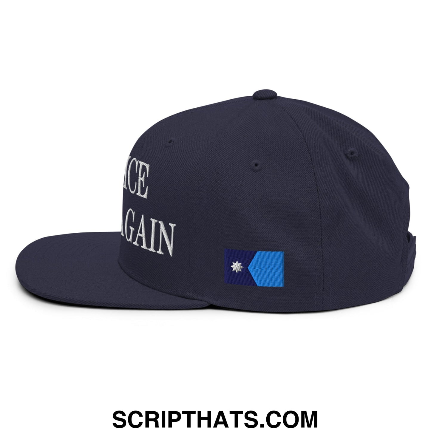 Make ICE Afraid Again Minnesota Flag Embroidered Flat Bill Brim Snapback Hat Navy