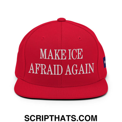 Make ICE Afraid Again Minnesota Flag Embroidered Flat Bill Brim Snapback Hat Red
