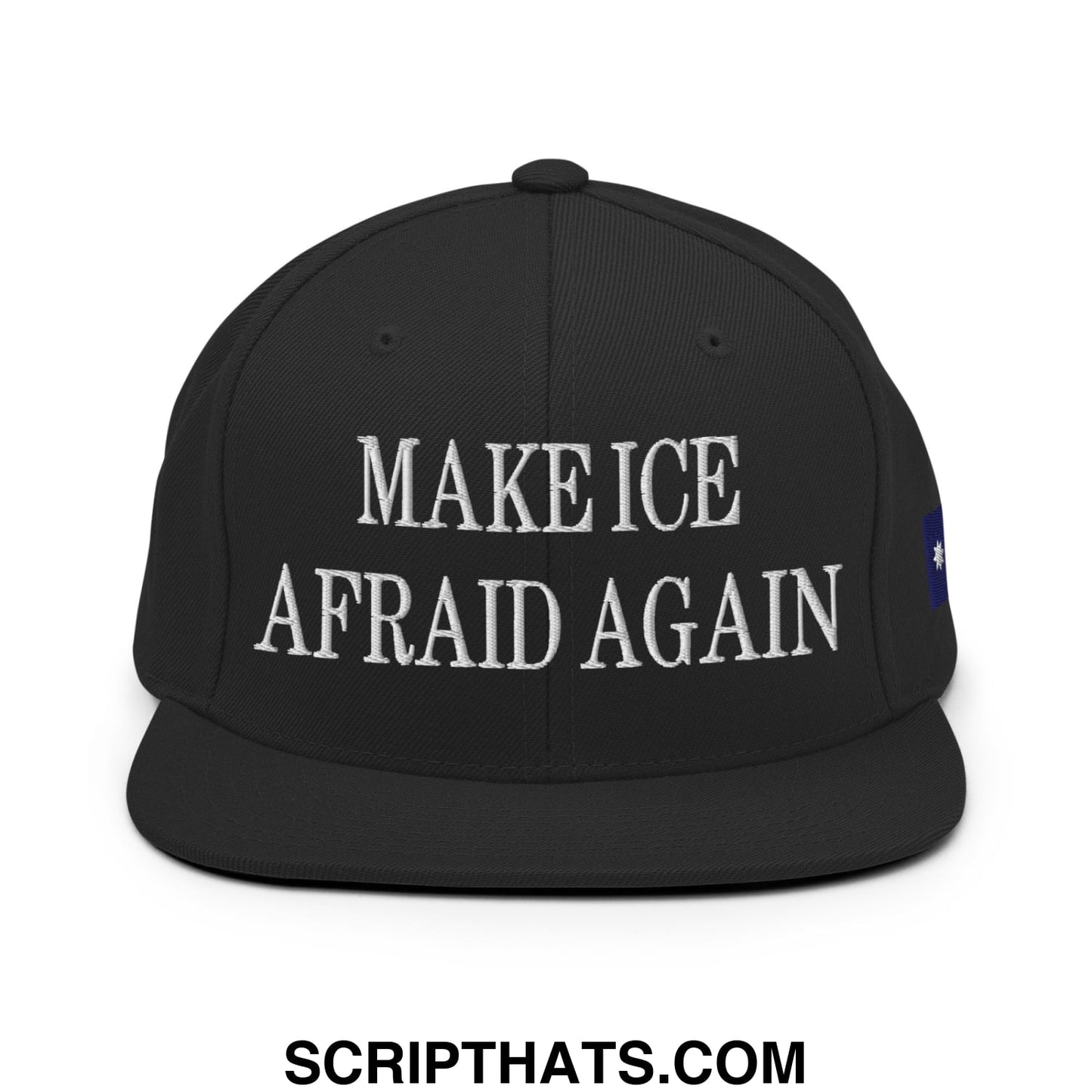 Make ICE Afraid Again Minnesota Flag Embroidered Flat Bill Brim Snapback Hat Black
