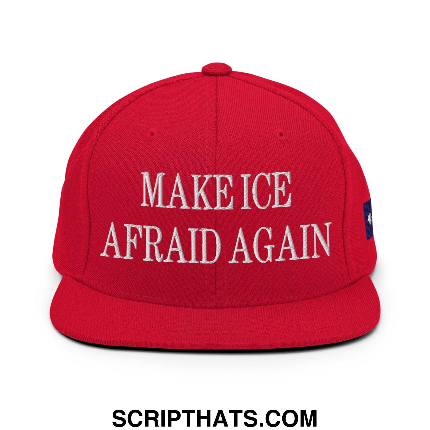 Make ICE Afraid Again Minnesota Flag Embroidered Flat Bill Brim Snapback Hat Red