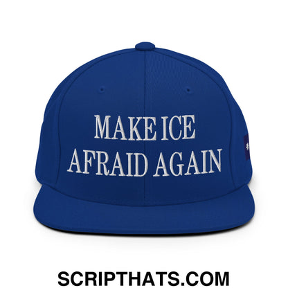 Make ICE Afraid Again Minnesota Flag Embroidered Flat Bill Brim Snapback Hat Royal Blue