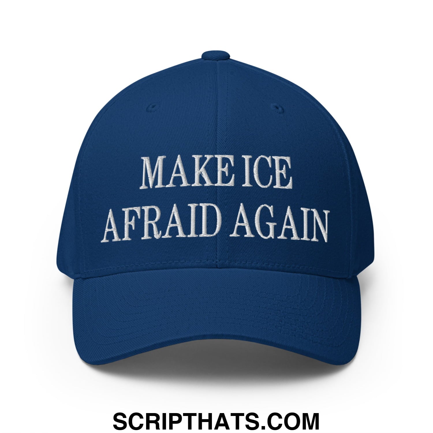 Make ICE Afraid Again Minnesota Flag Embroidered Stretch Fit Baseball Hat Royal Blue