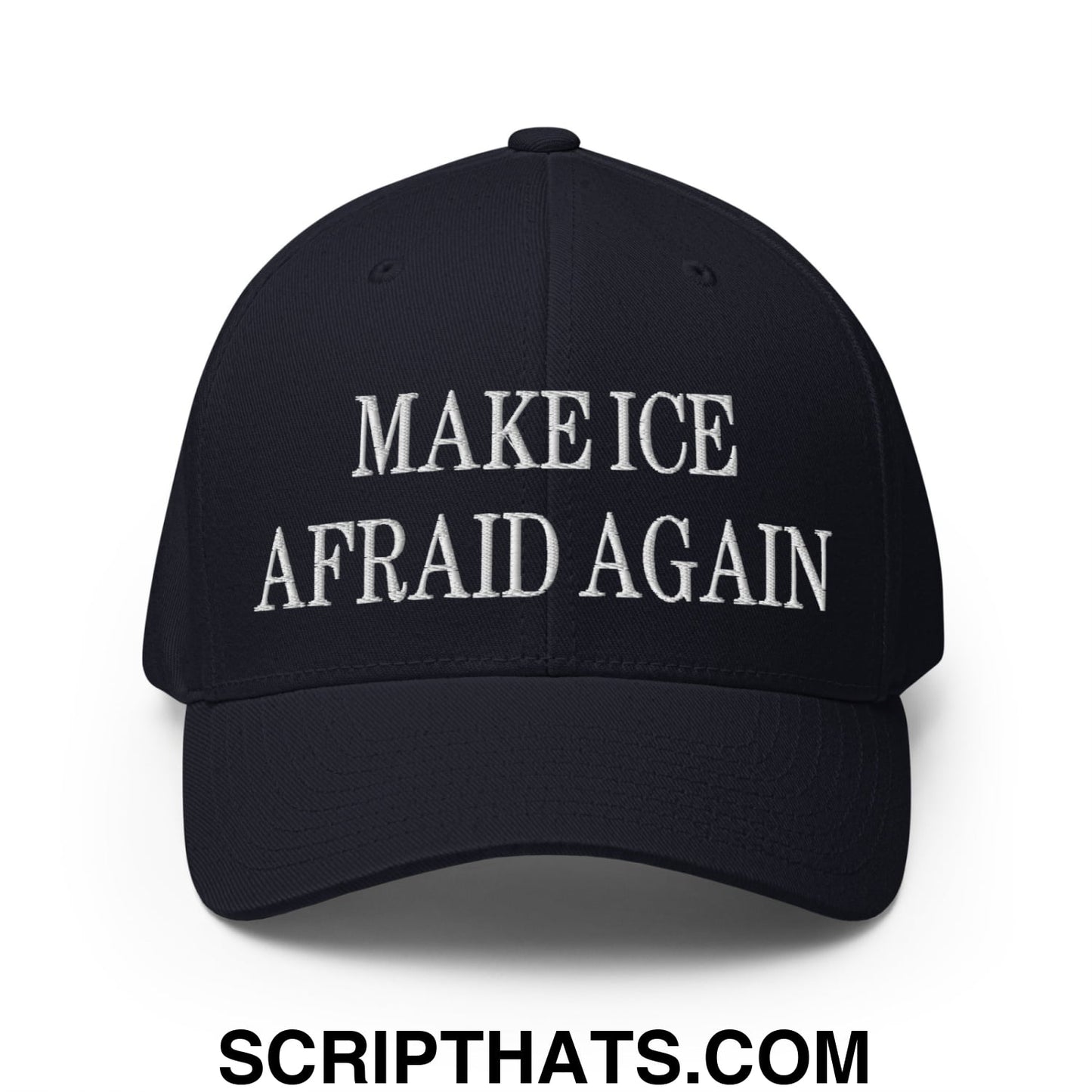 Make ICE Afraid Again Minnesota Flag Embroidered Stretch Fit Baseball Hat Dark Navy