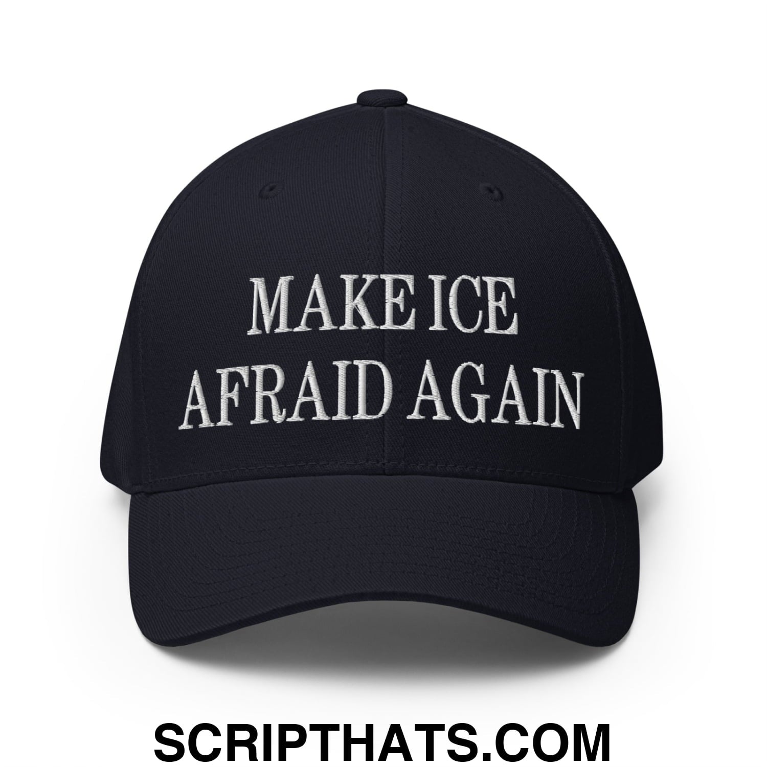 Make ICE Afraid Again Minnesota Flag Embroidered Stretch Fit Baseball Hat Dark Navy