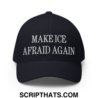 Make ICE Afraid Again Minnesota Flag Embroidered Stretch Fit Baseball Hat Dark Navy