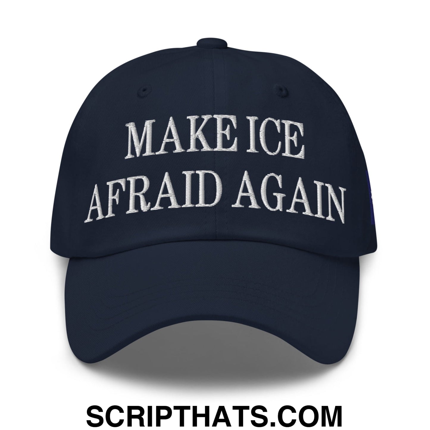 Make ICE Afraid Again Minnesota Flag Embroidered Unstructured Dad Hat Navy