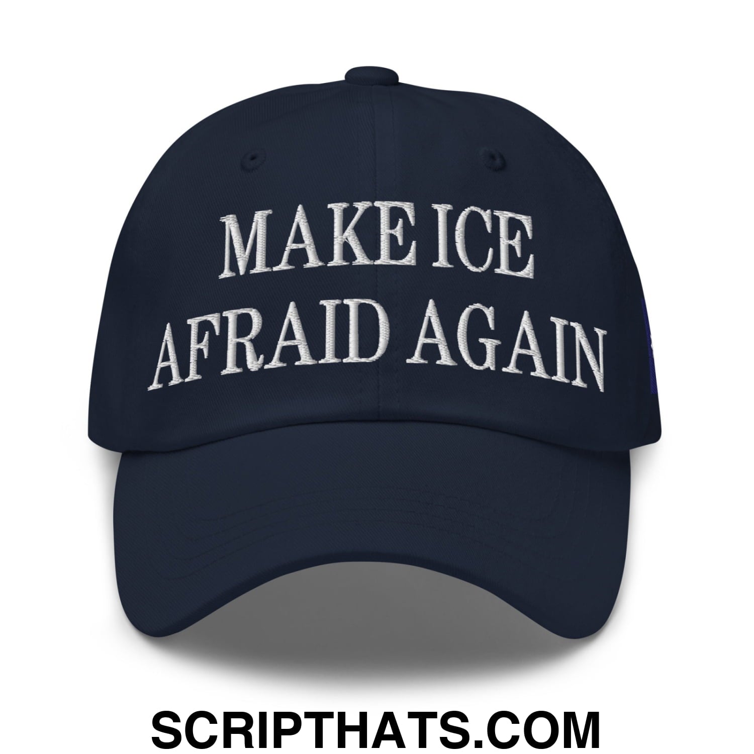 Make ICE Afraid Again Minnesota Flag Embroidered Unstructured Dad Hat Navy