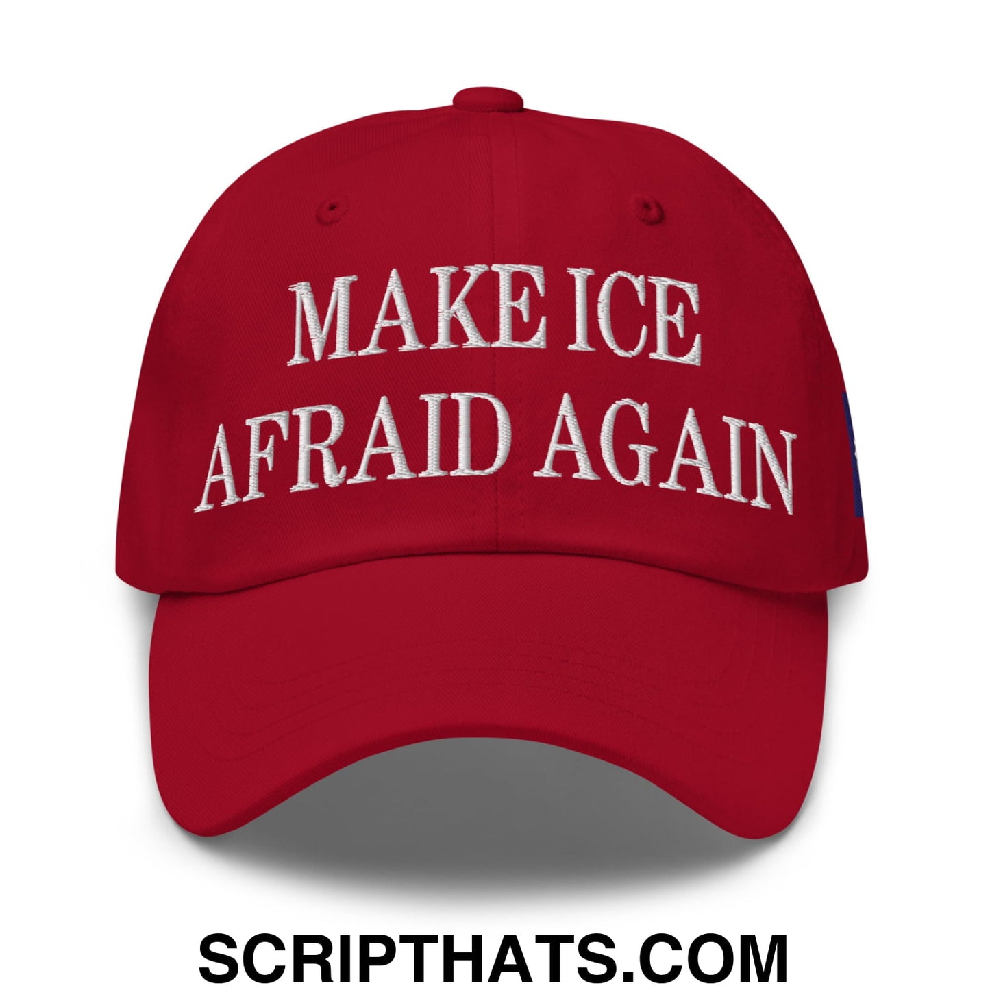 Make ICE Afraid Again Minnesota Flag Embroidered Unstructured Dad Hat Cranberry