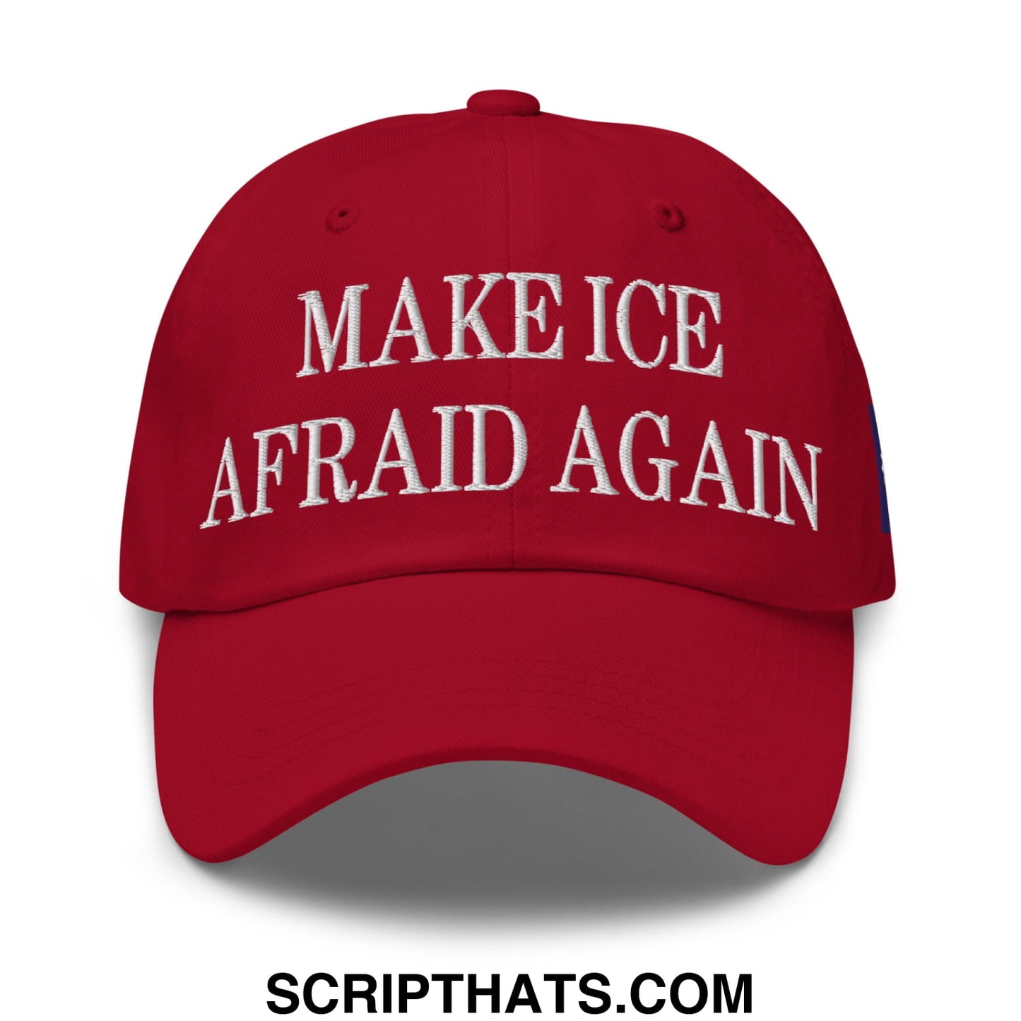 Make ICE Afraid Again Minnesota Flag Embroidered Unstructured Dad Hat Cranberry