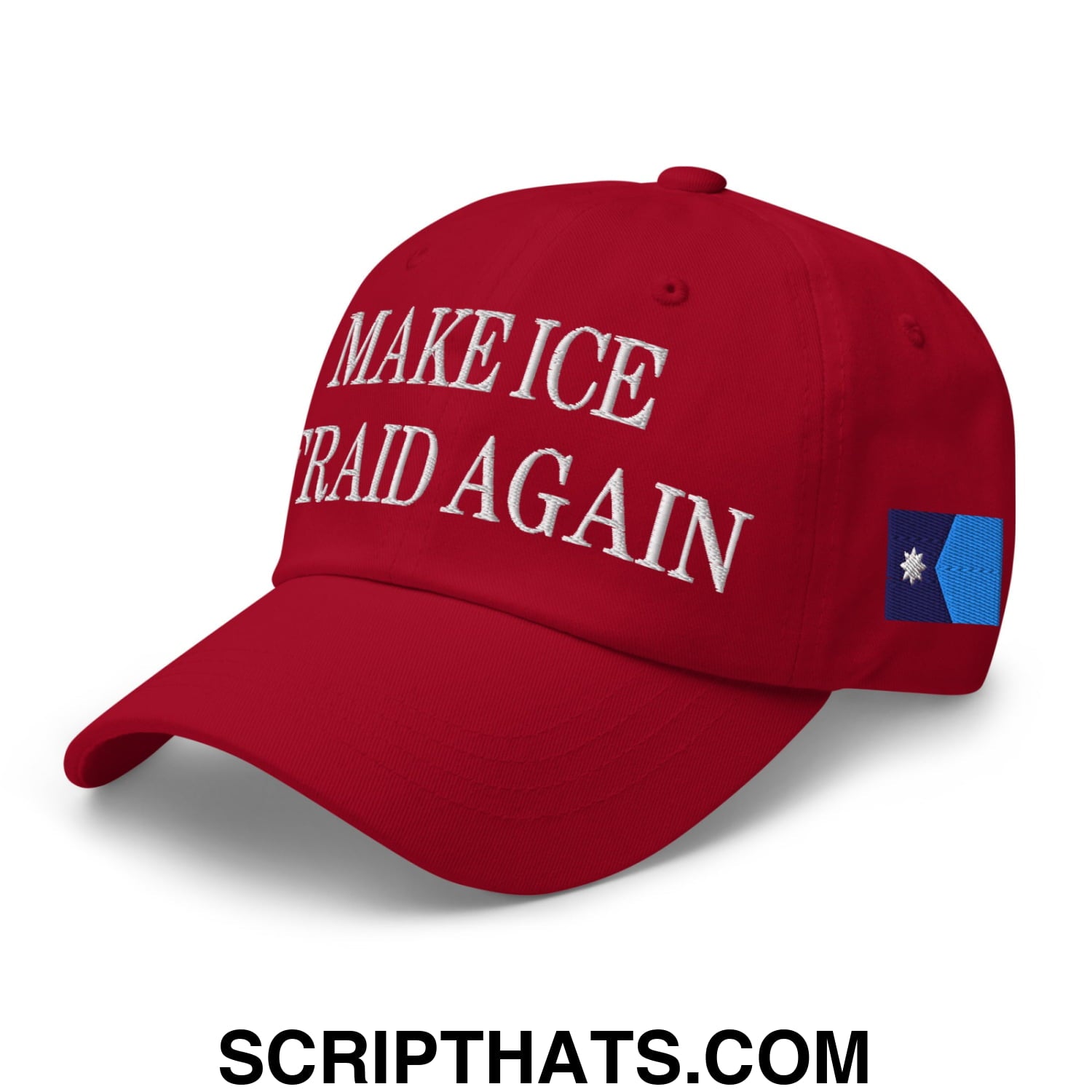 Make ICE Afraid Again Minnesota Flag Embroidered Unstructured Dad Hat Cranberry