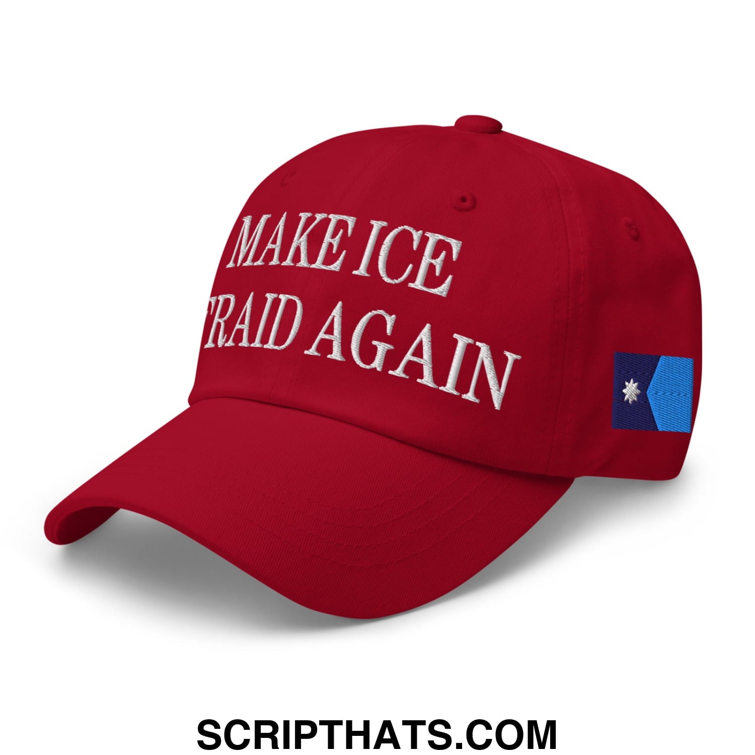 Make ICE Afraid Again Minnesota Flag Embroidered Unstructured Dad Hat Cranberry