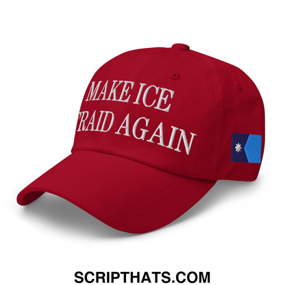 Make ICE Afraid Again Minnesota Flag Embroidered Unstructured Dad Hat Cranberry