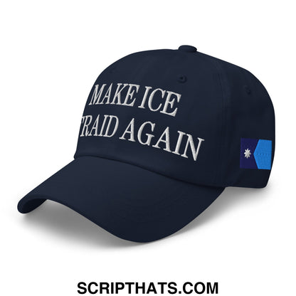 Make ICE Afraid Again Minnesota Flag Embroidered Unstructured Dad Hat Navy