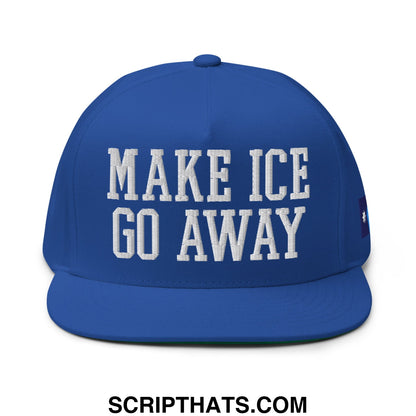 Make ICE Go Away Minnesota Flag Embroidered Flat Bill Brim 5 Panel Snapback Hat Royal Blue