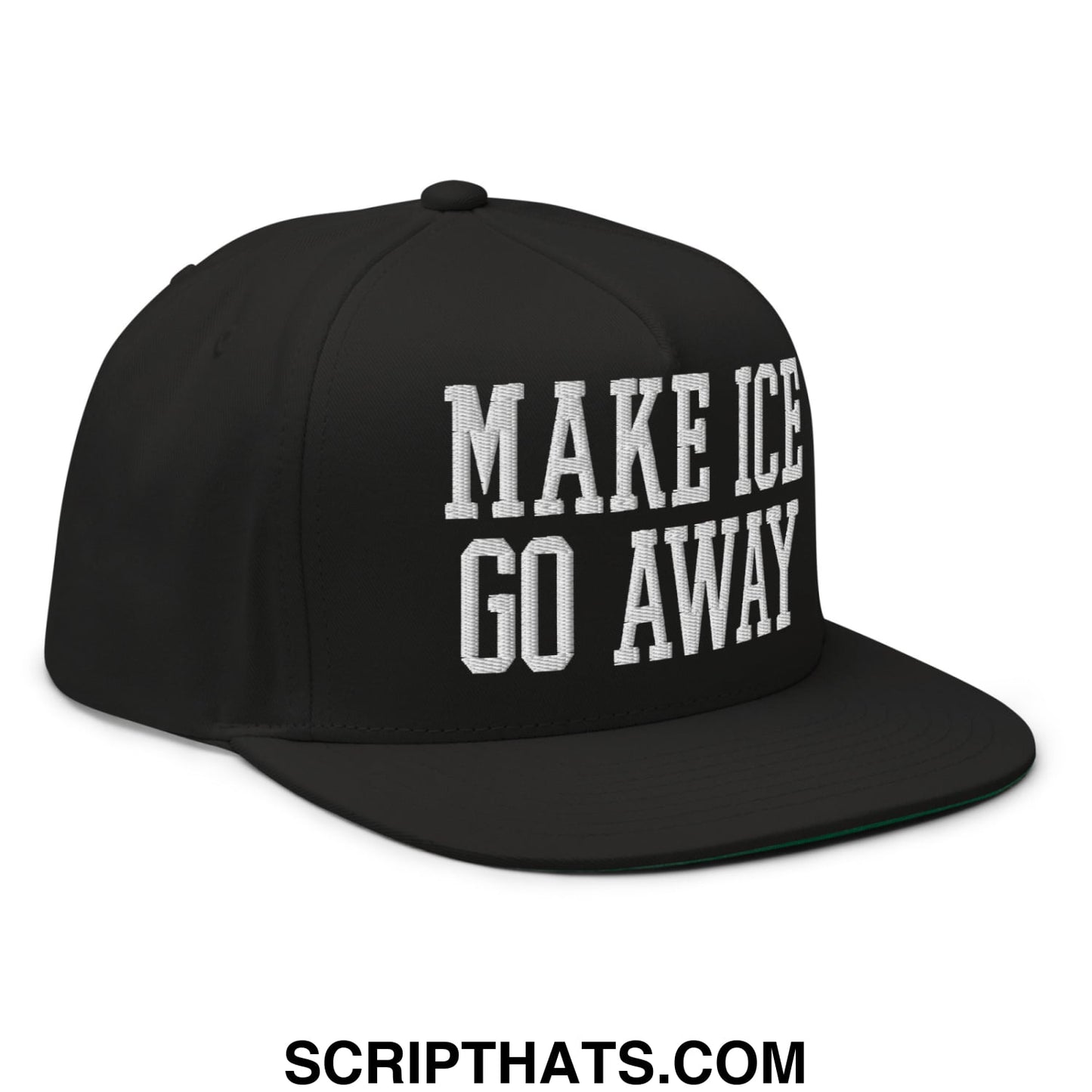 Make ICE Go Away Minnesota Flag Embroidered Flat Bill Brim 5 Panel Snapback Hat Black