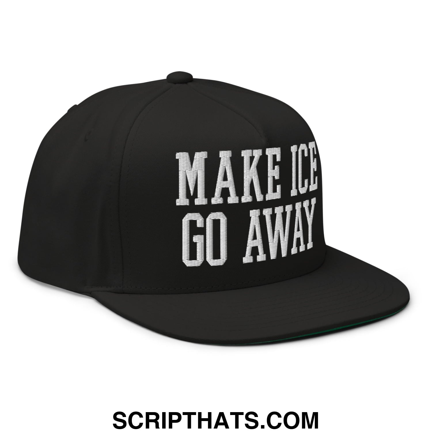 Make ICE Go Away Minnesota Flag Embroidered Flat Bill Brim 5 Panel Snapback Hat Black