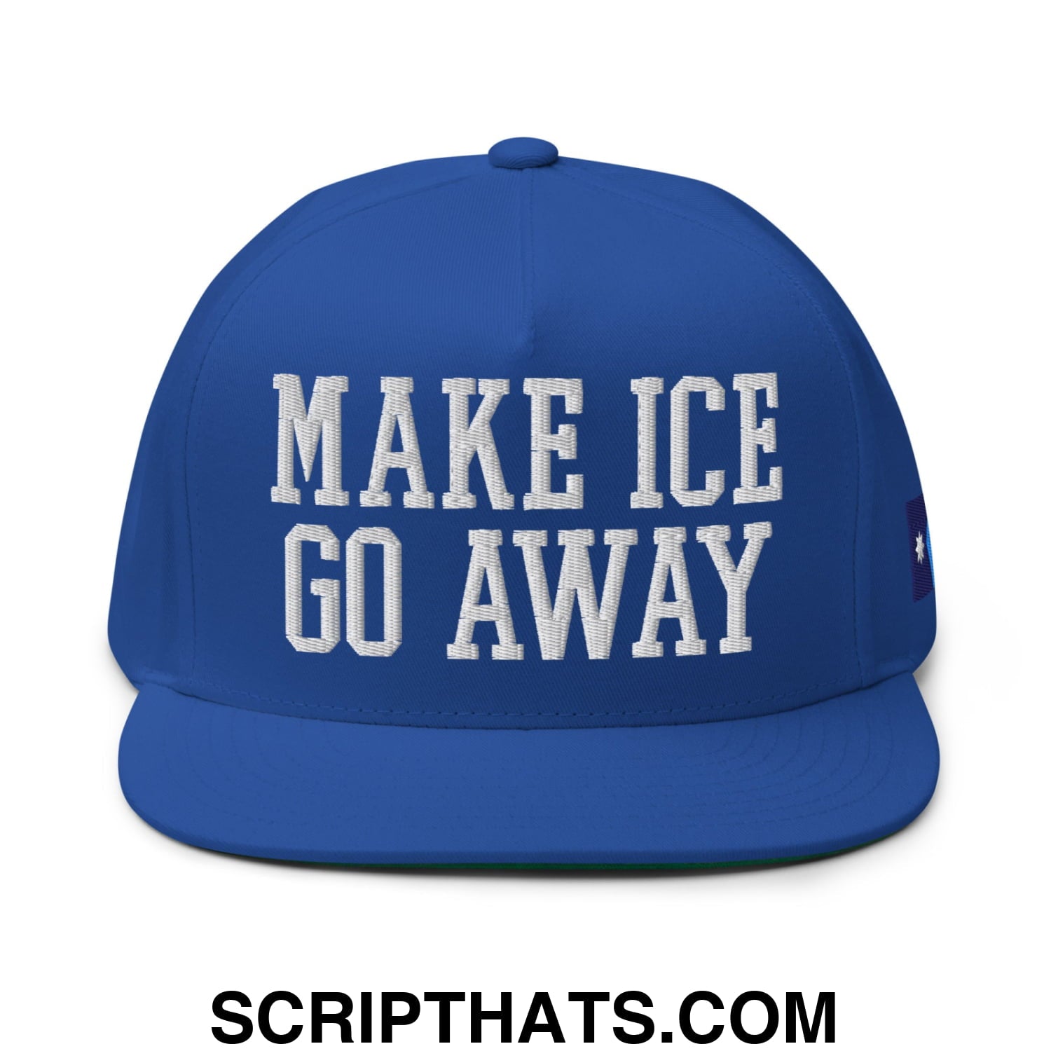 Make ICE Go Away Minnesota Flag Embroidered Flat Bill Brim 5 Panel Snapback Hat Royal Blue
