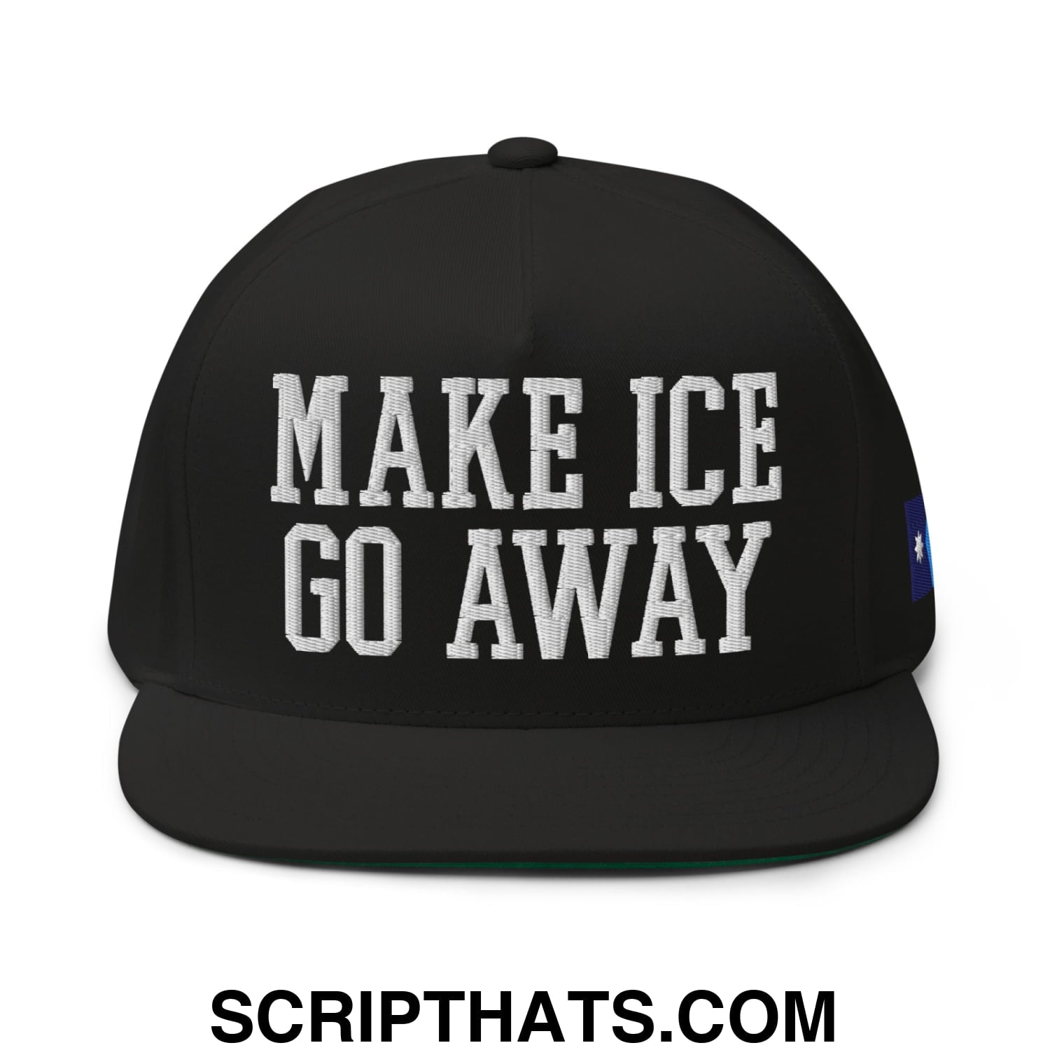 Make ICE Go Away Minnesota Flag Embroidered Flat Bill Brim 5 Panel Snapback Hat Black