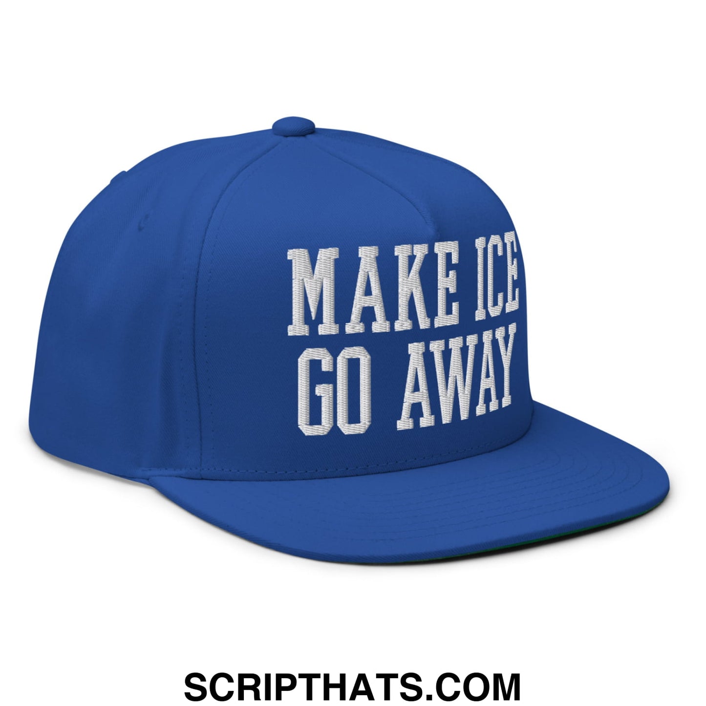 Make ICE Go Away Minnesota Flag Embroidered Flat Bill Brim 5 Panel Snapback Hat Royal Blue