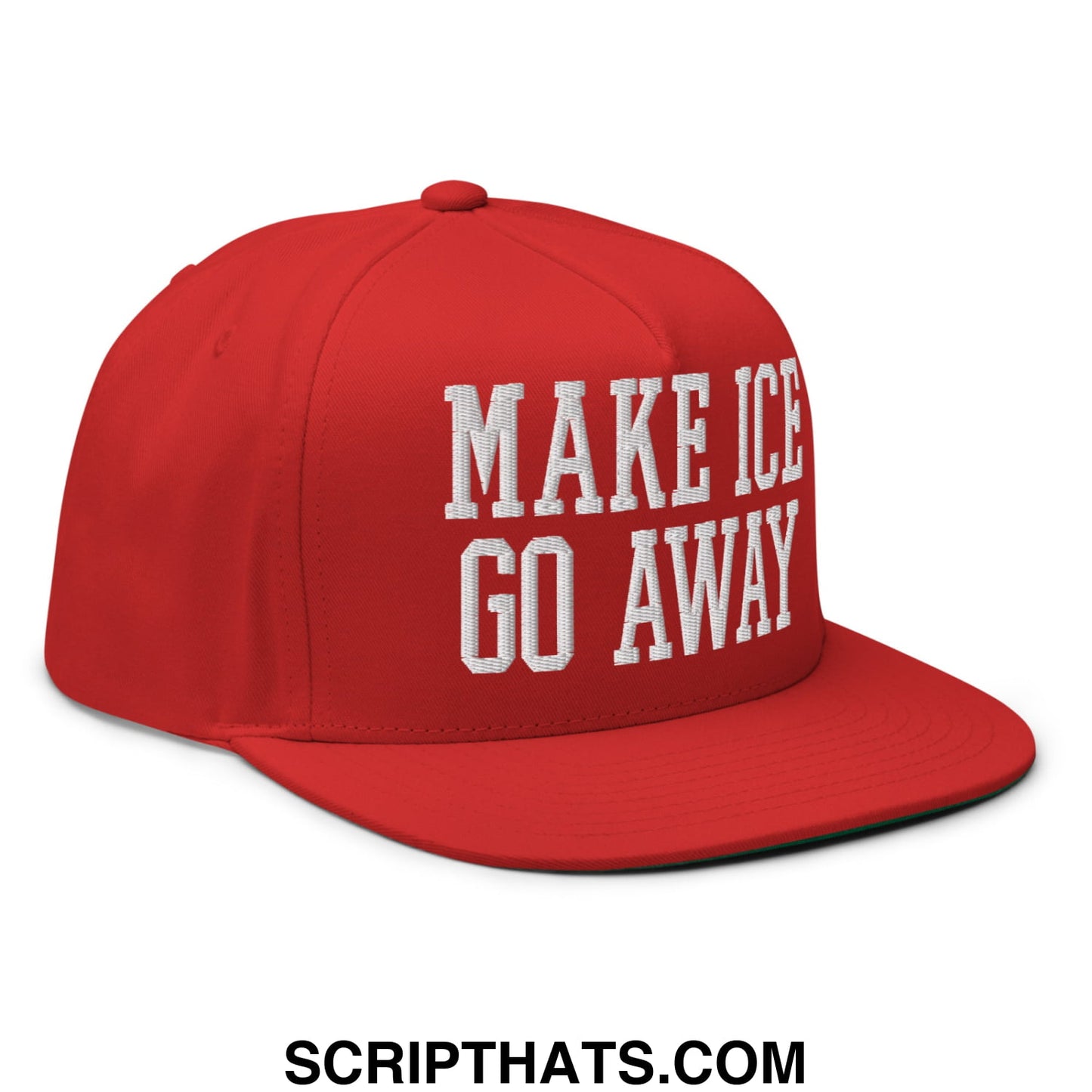Make ICE Go Away Minnesota Flag Embroidered Flat Bill Brim 5 Panel Snapback Hat Red