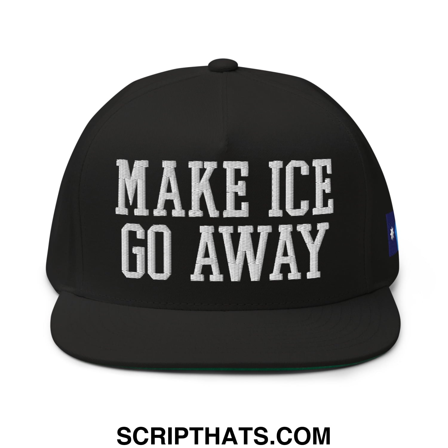 Make ICE Go Away Minnesota Flag Embroidered Flat Bill Brim 5 Panel Snapback Hat Black