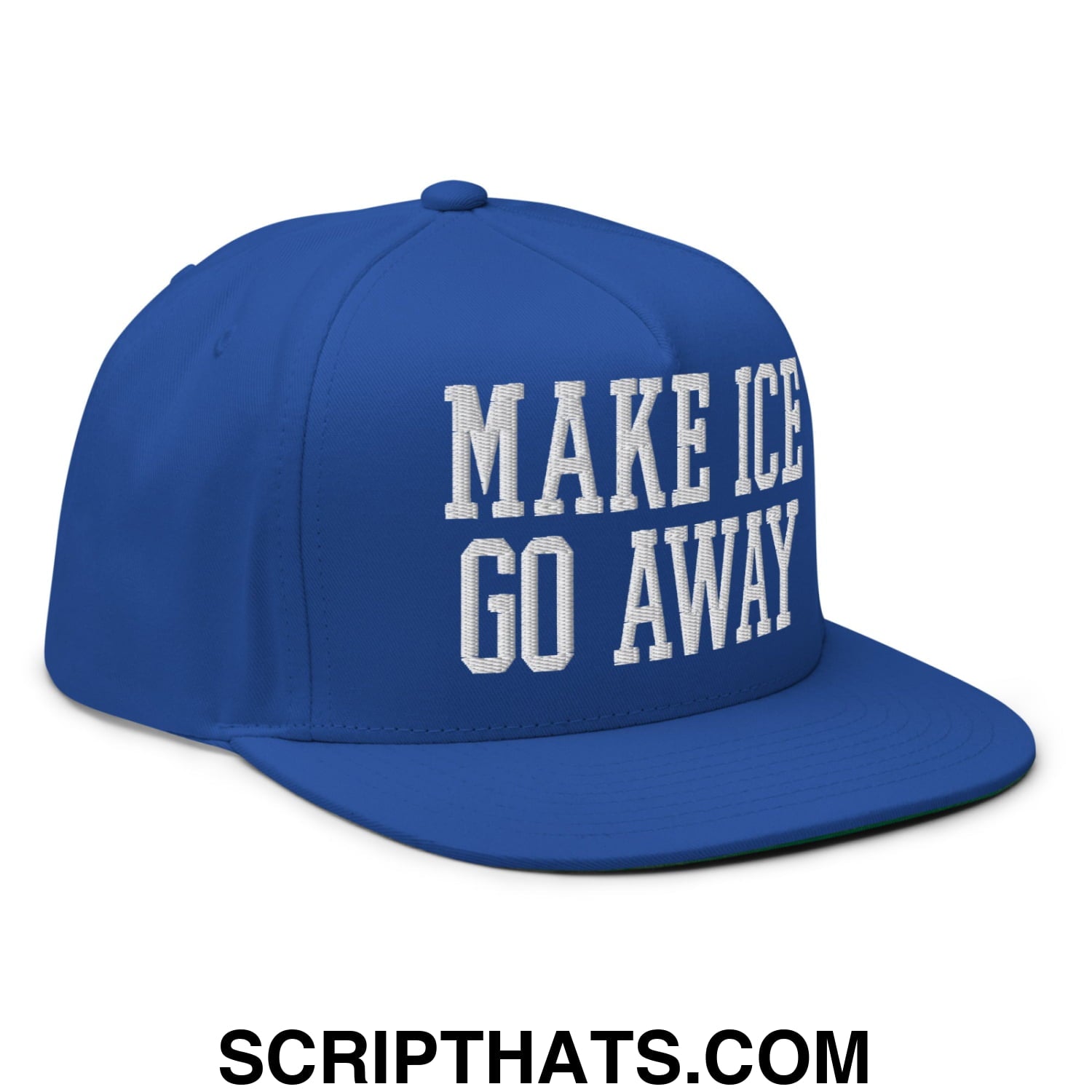 Make ICE Go Away Minnesota Flag Embroidered Flat Bill Brim 5 Panel Snapback Hat Royal Blue