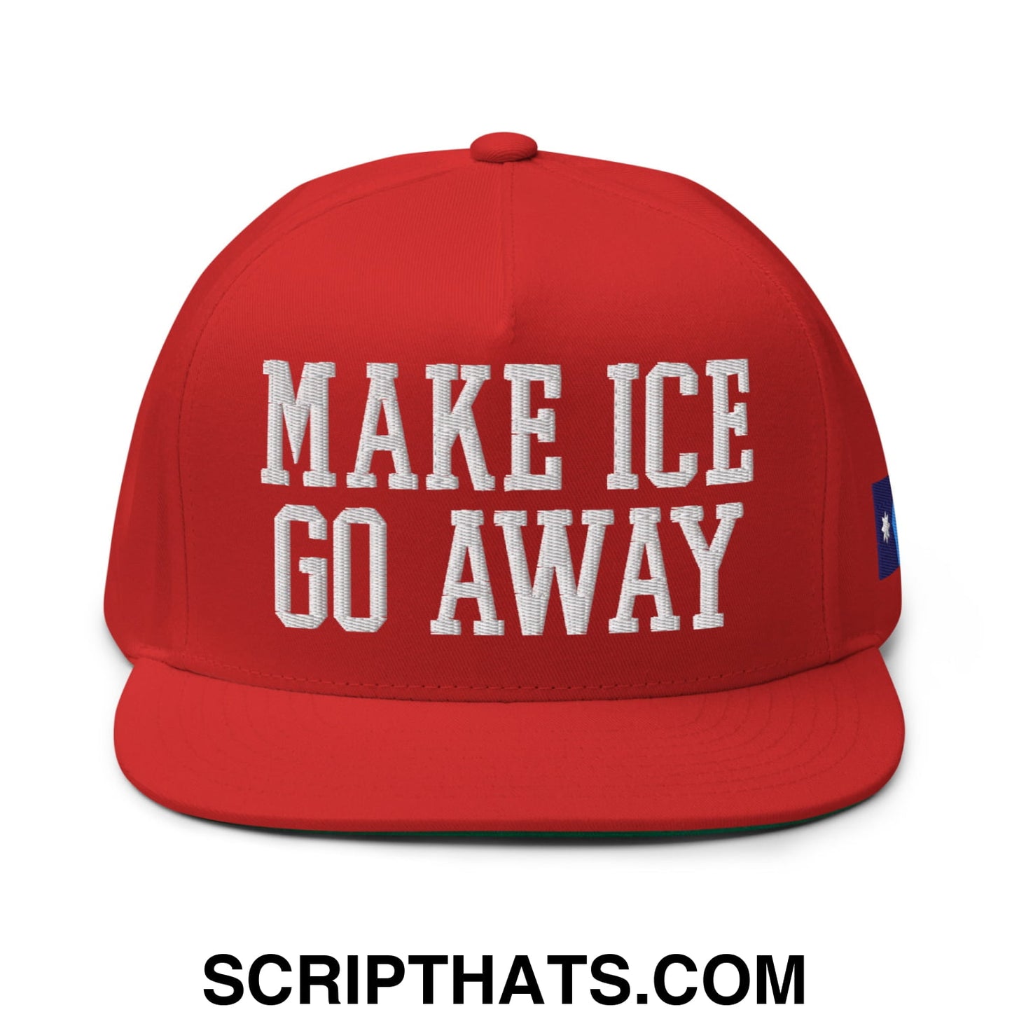 Make ICE Go Away Minnesota Flag Embroidered Flat Bill Brim 5 Panel Snapback Hat Red