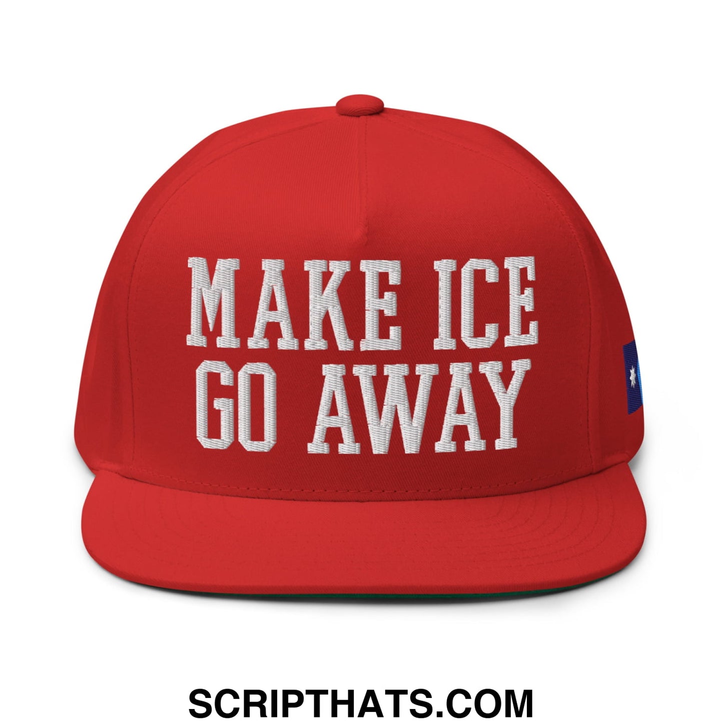 Make ICE Go Away Minnesota Flag Embroidered Flat Bill Brim 5 Panel Snapback Hat Red