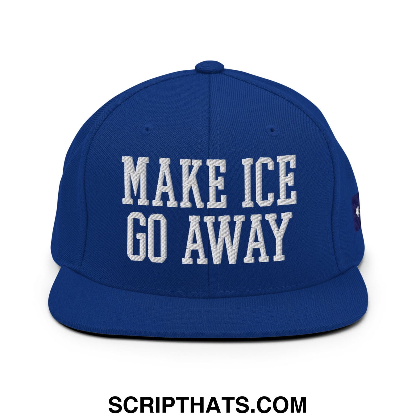 Make ICE Go Away Minnesota Flag Embroidered Flat Bill Brim Snapback Hat Royal Blue