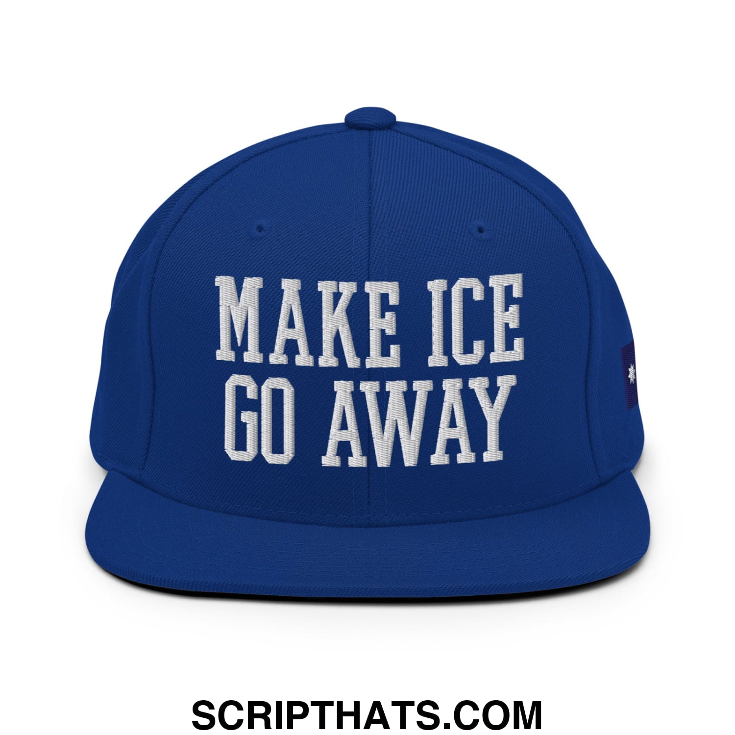 Make ICE Go Away Minnesota Flag Embroidered Flat Bill Brim Snapback Hat Royal Blue