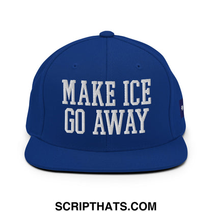 Make ICE Go Away Minnesota Flag Embroidered Flat Bill Brim Snapback Hat Royal Blue