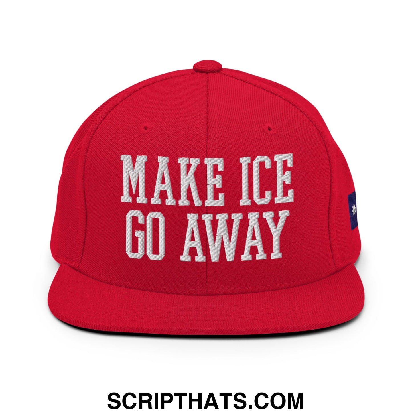 Make ICE Go Away Minnesota Flag Embroidered Flat Bill Brim Snapback Hat Red