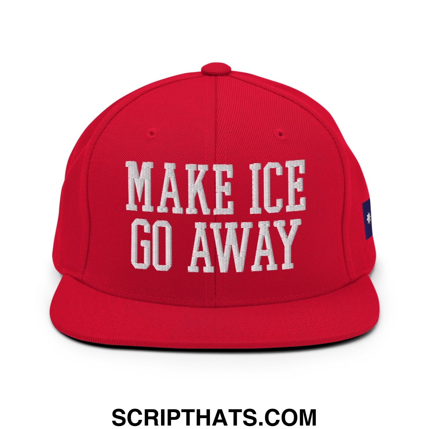 Make ICE Go Away Minnesota Flag Embroidered Flat Bill Brim Snapback Hat Red