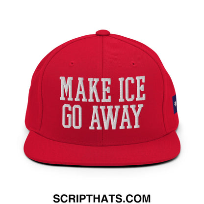 Make ICE Go Away Minnesota Flag Embroidered Flat Bill Brim Snapback Hat Red