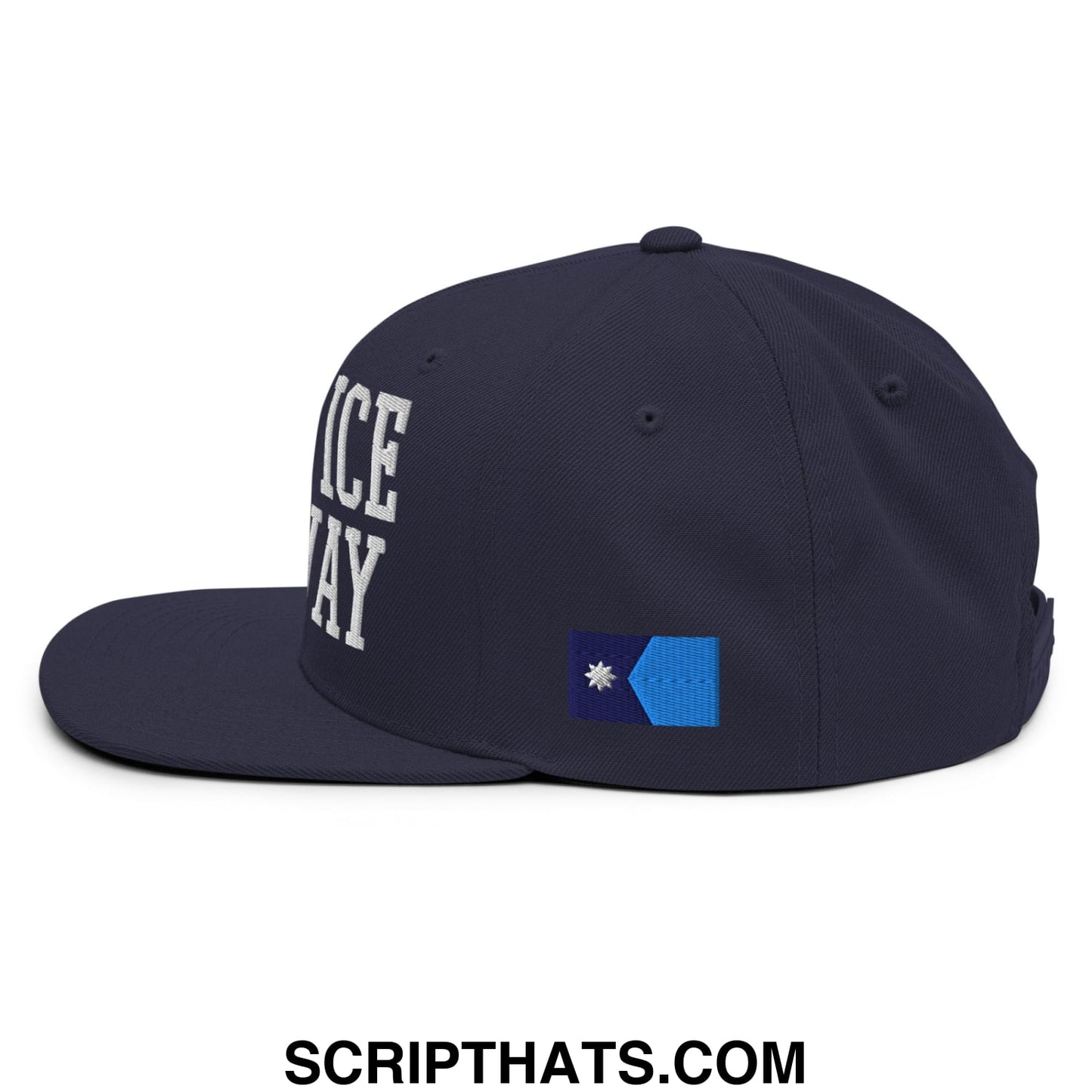 Make ICE Go Away Minnesota Flag Embroidered Flat Bill Brim Snapback Hat Navy