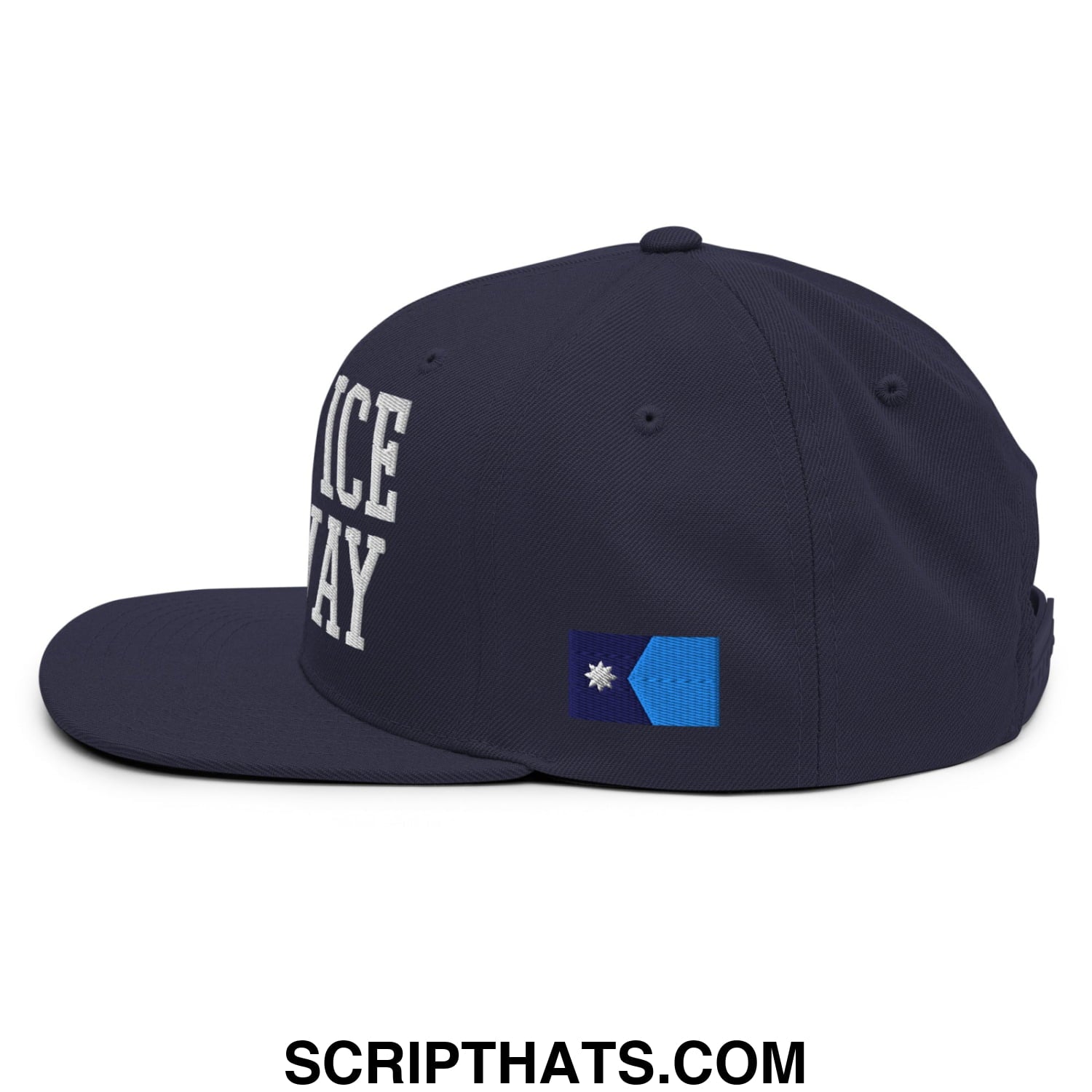 Make ICE Go Away Minnesota Flag Embroidered Flat Bill Brim Snapback Hat Navy
