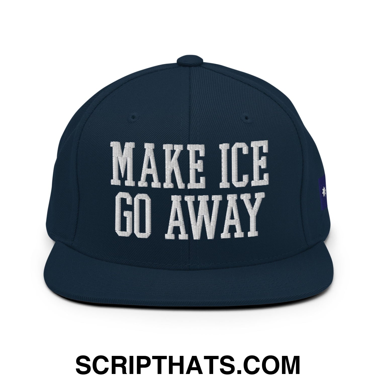 Make ICE Go Away Minnesota Flag Embroidered Flat Bill Brim Snapback Hat Dark Navy