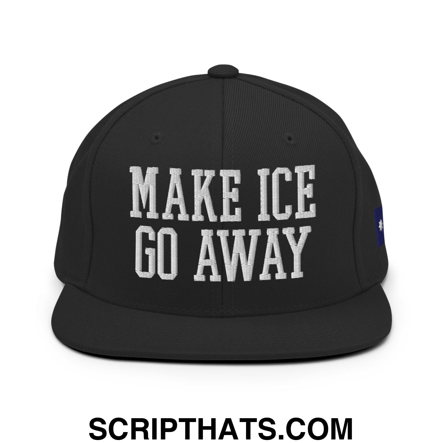 Make ICE Go Away Minnesota Flag Embroidered Flat Bill Brim Snapback Hat Black
