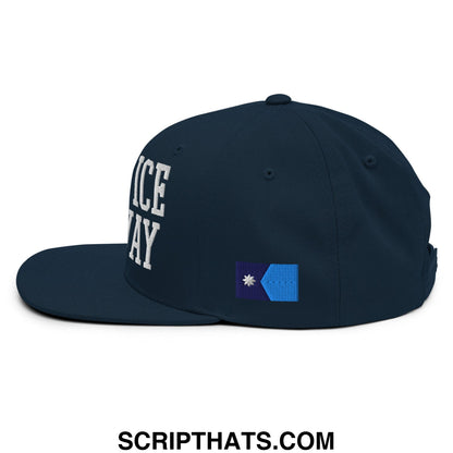 Make ICE Go Away Minnesota Flag Embroidered Flat Bill Brim Snapback Hat Dark Navy