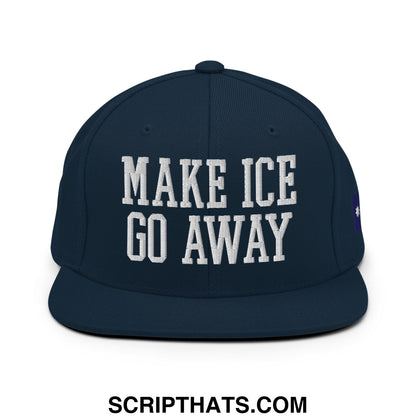 Make ICE Go Away Minnesota Flag Embroidered Flat Bill Brim Snapback Hat Dark Navy
