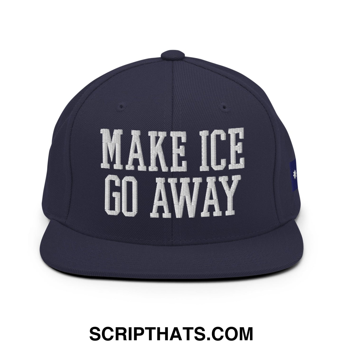 Make ICE Go Away Minnesota Flag Embroidered Flat Bill Brim Snapback Hat Navy