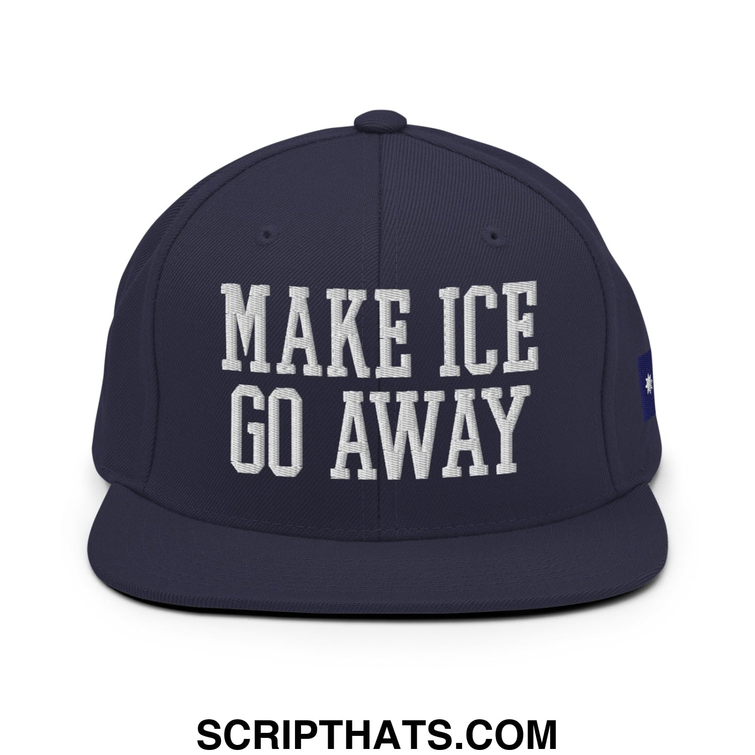 Make ICE Go Away Minnesota Flag Embroidered Flat Bill Brim Snapback Hat Navy