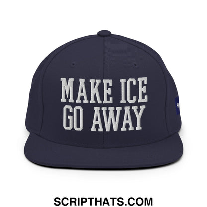 Make ICE Go Away Minnesota Flag Embroidered Flat Bill Brim Snapback Hat Navy