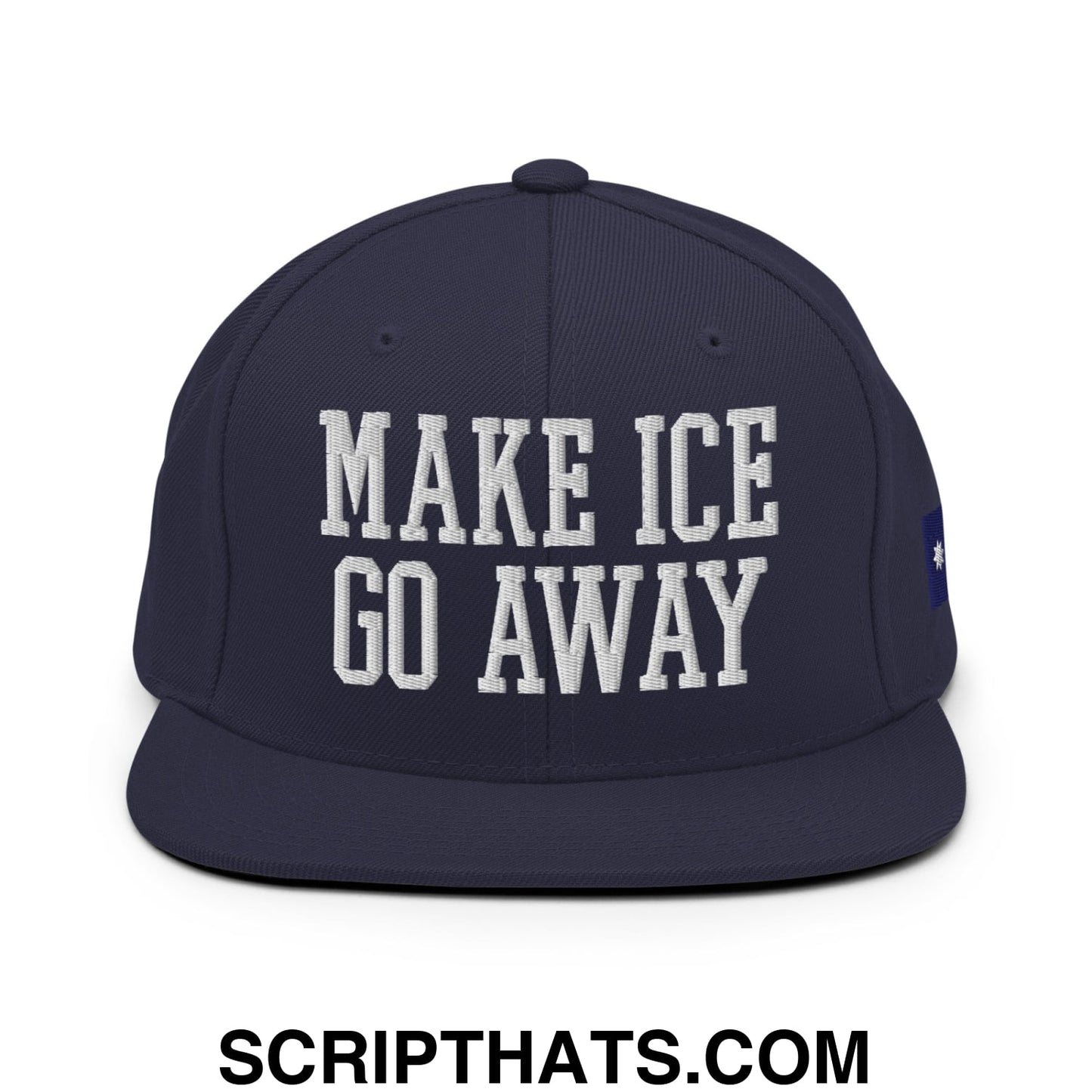 Make ICE Go Away Minnesota Flag Embroidered Flat Bill Brim Snapback Hat Navy