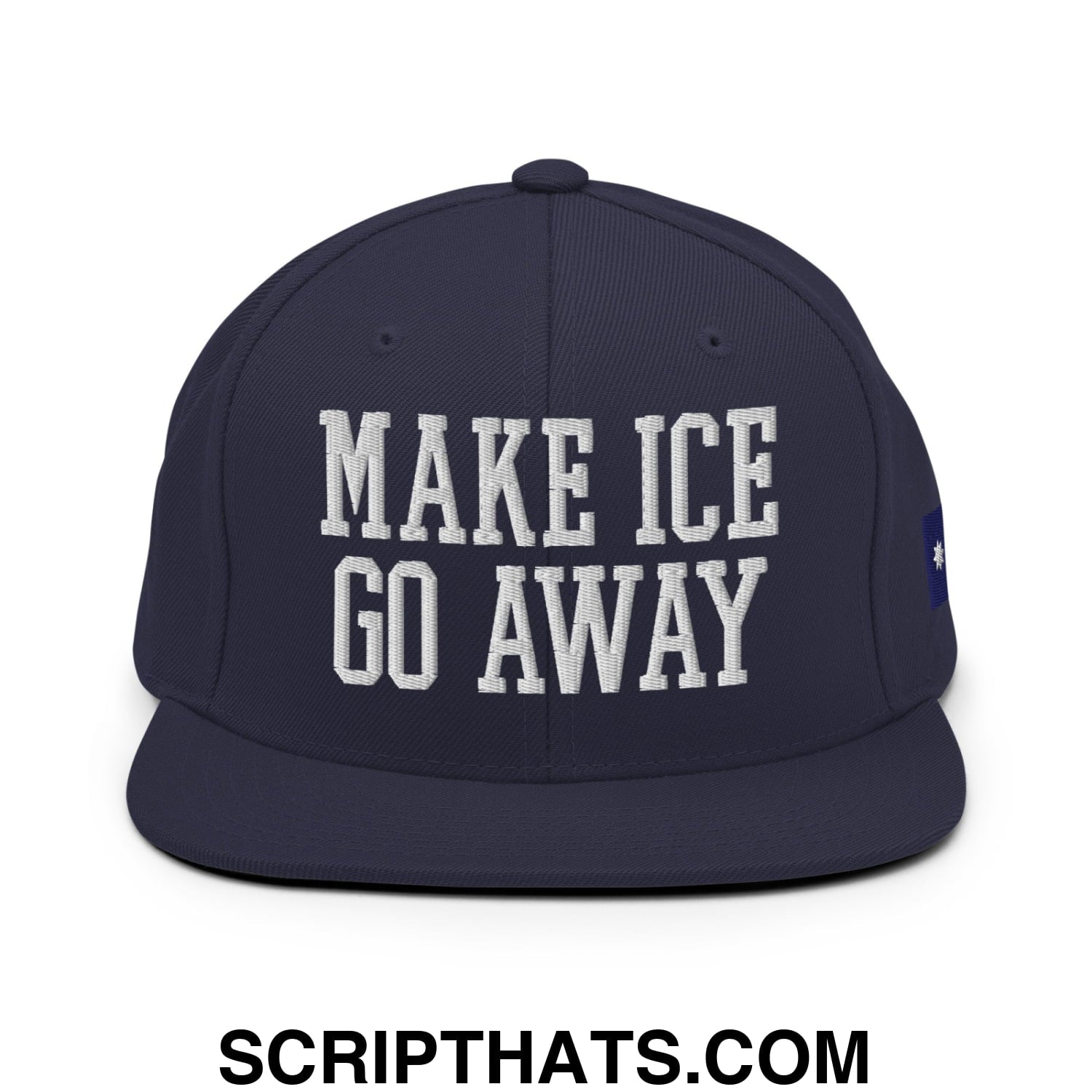 Make ICE Go Away Minnesota Flag Embroidered Flat Bill Brim Snapback Hat Navy