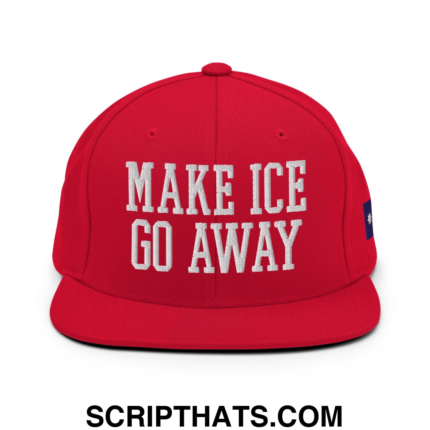 Make ICE Go Away Minnesota Flag Embroidered Flat Bill Brim Snapback Hat Red